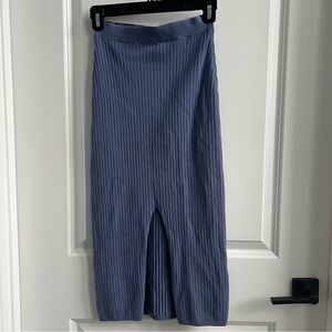 Free People Ribbed Midi Sweater Skirt Front Split in Cornflower Blue, size XS
